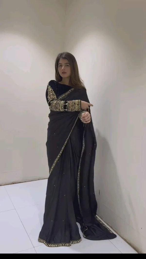 Zariyaan_Noir_Black_Satin_Stone_Work_Saree_with_Embroidered_Border