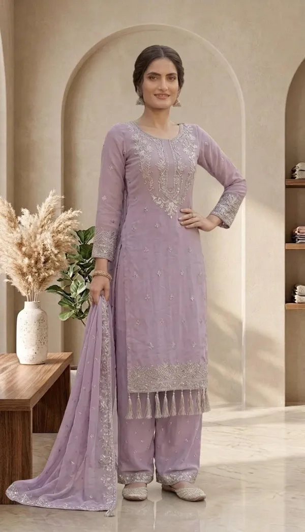 Elegant_Lavender_Georgette_3_Piece_Suit_Set_with_Silver_Embroidery_|_Designer_Kurta_Palazzo_Dupatta_|_Festive_Wear