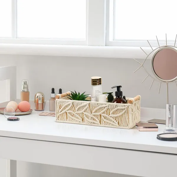 Off_White_Katahira_Boho_Decor_Cotton_Macrame_Storage_Organiser_Baskets_Tray_With_Wooden_Handle_For_Bathroom,Kitchen