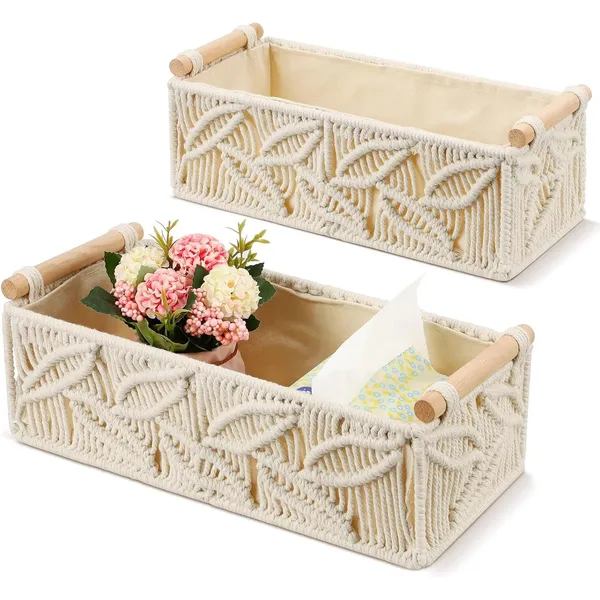 Off_White_Katahira_Boho_Decor_Cotton_Macrame_Storage_Organiser_Baskets_Tray_With_Wooden_Handle_For_Bathroom,Kitchen