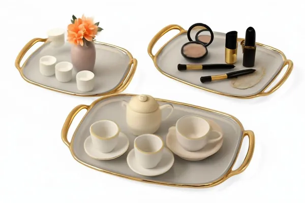 White_Acrylic_Decorative_Serving_Tray_With_Golden_Frame_And_Handles,_Multipurpose_For_Kitchen,_Dining_And_Home_Decor