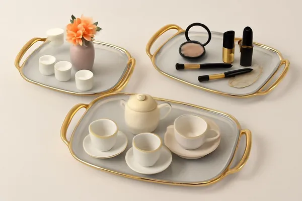 White_Acrylic_Decorative_Serving_Tray_With_Golden_Frame_And_Handles,_Multipurpose_For_Kitchen,_Dining_And_Home_Decor