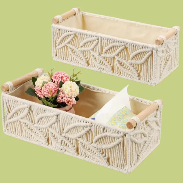 Off_White_Katahira_Boho_Decor_Cotton_Macrame_Storage_Organiser_Baskets_Tray_With_Wooden_Handle_For_Bathroom,Kitchen