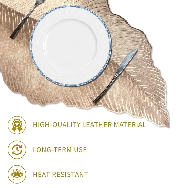 Kuber_Industries_Soft_Leather_Dining_Table_Mat_Set_of_6_|_Non-Slip_Heat_Resistant_Placemats_for_Kitchen_|_Decorative_Centre_Table,_Dinner_Plate_and_Bed_Side_Mat_|_Emboss_Leaf_-_Golden