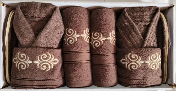 Brown_Terry_Cotton_Embroidery_Design_With_King_And_Queen_Bathrobe_For_Bathroom