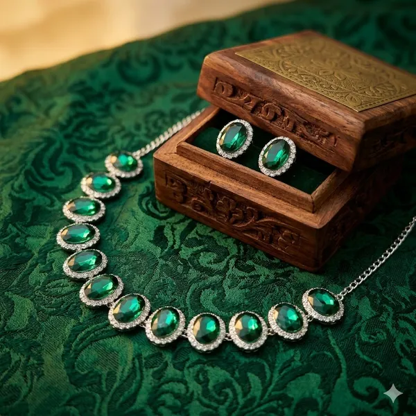 Green_Premium_Alloy_Necklace_Sets_For_Women