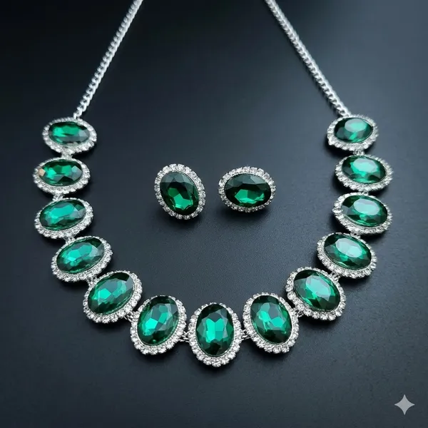 Green_Premium_Alloy_Necklace_Sets_For_Women