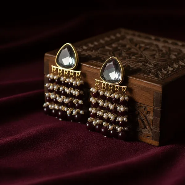 Maroon_Premium_Alloy_Earrings_For_Women