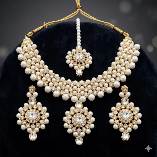 White_Premium_Alloy_Necklace_Sets_For_Women