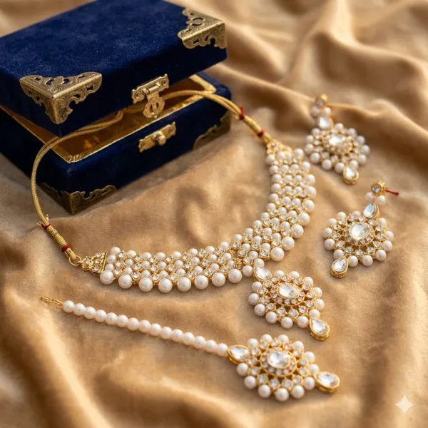White_Premium_Alloy_Necklace_Sets_For_Women