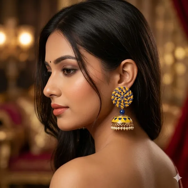 Yellow_Blue_Premium_Alloy_Earrings_For_Women