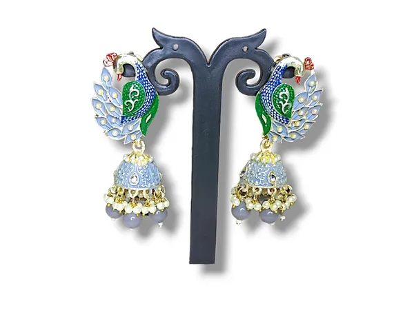 Grey_And_Green_Premium_Alloy_Earrings_For_Women