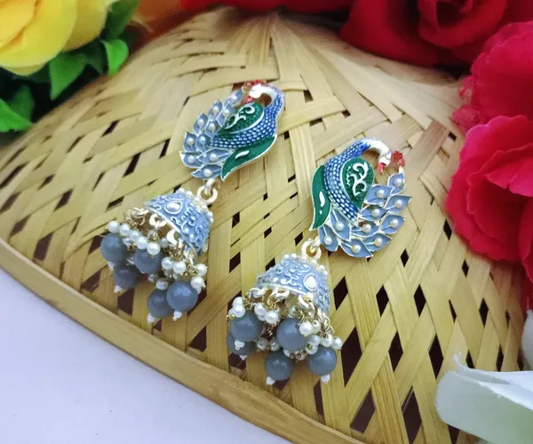 Grey_And_Green_Premium_Alloy_Earrings_For_Women