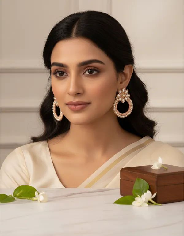 Gold_And_White_Premium_Alloy_Earrings_For_Women