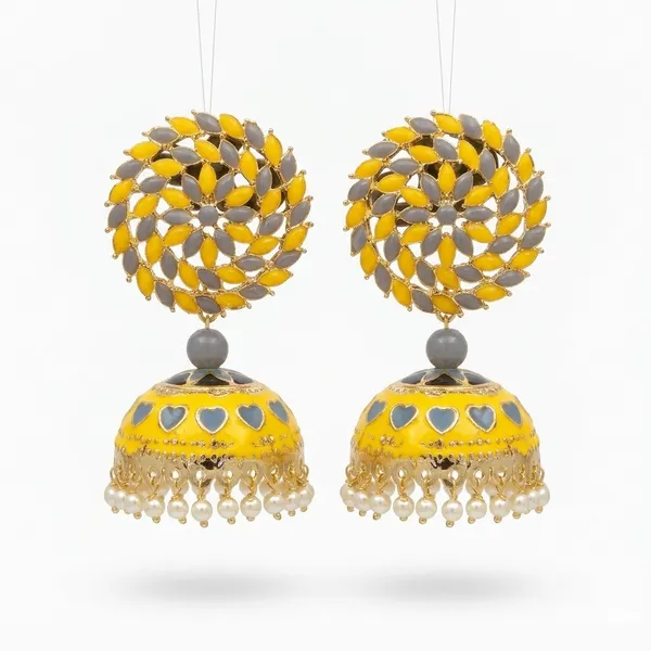 Yellow_Grey_Premium_Alloy_Earrings_For_Women