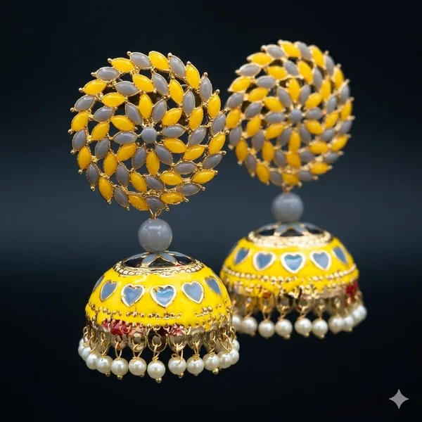 Yellow_Grey_Premium_Alloy_Earrings_For_Women