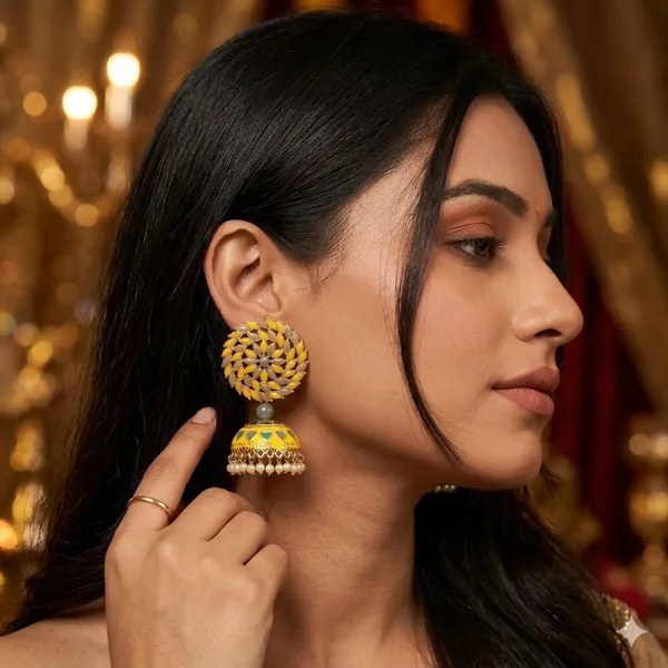 Yellow_Grey_Premium_Alloy_Earrings_For_Women