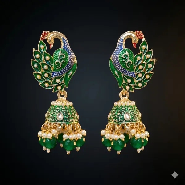 Grey_And_Green_Premium_Alloy_Earrings_For_Women