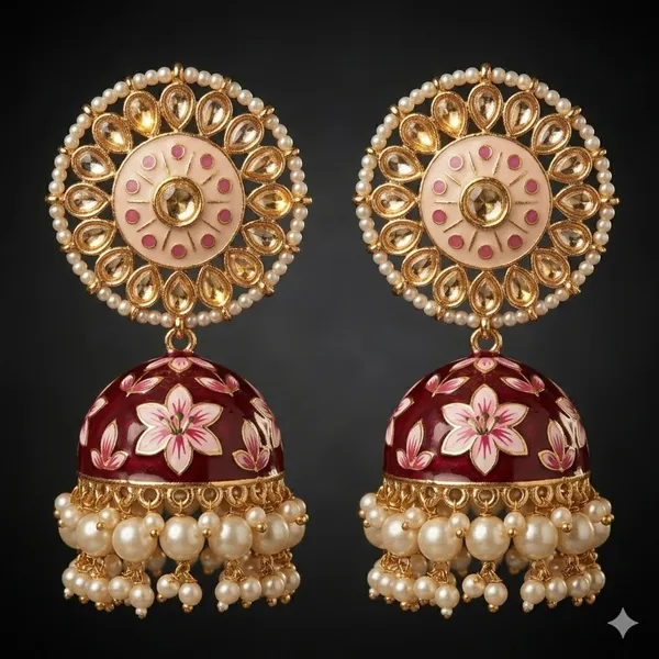 Maroon_Premium_Alloy_Earrings_For_Women