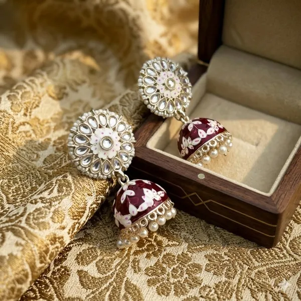 Maroon_Premium_Alloy_Earrings_For_Women