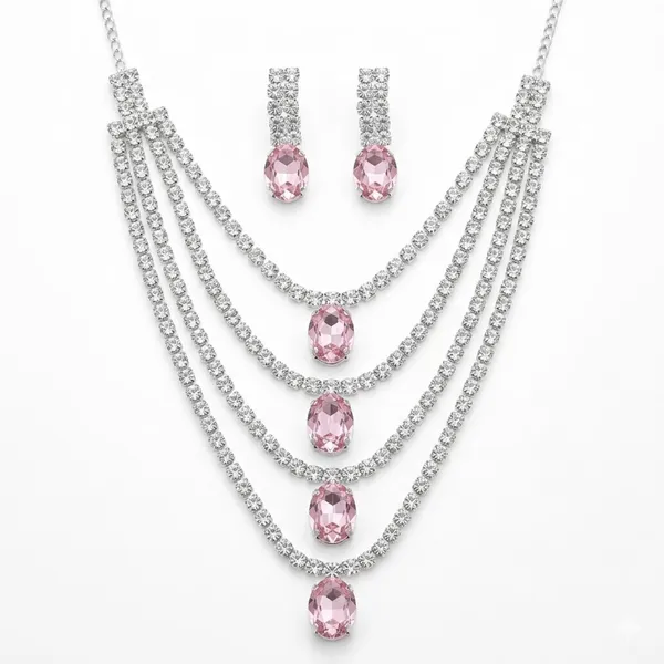 Pink_Premium_Alloy_Necklace_Sets_For_Women