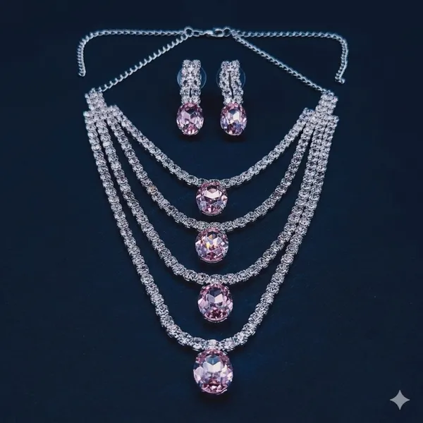 Pink_Premium_Alloy_Necklace_Sets_For_Women
