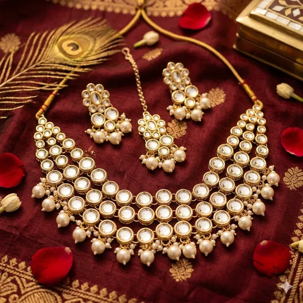 White_Premium_Alloy_Necklace_Sets_For_Women