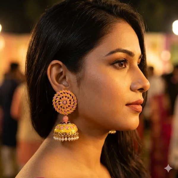 Yellow_Pink_Premium_Alloy_Earrings_For_Women