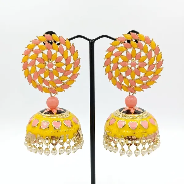 Yellow_Pink_Premium_Alloy_Earrings_For_Women