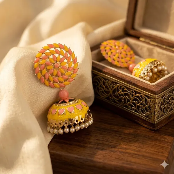 Yellow_Pink_Premium_Alloy_Earrings_For_Women