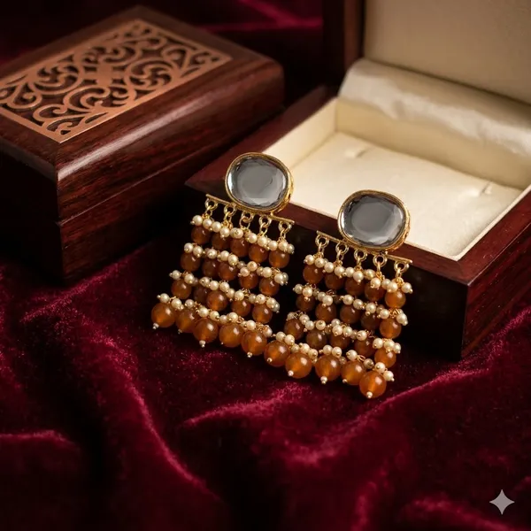 Khaki_Premium_Alloy_Earrings_For_Women