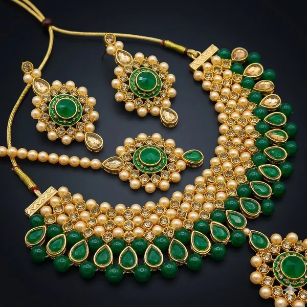 Green_Premium_Alloy_Necklace_Sets_For_Women