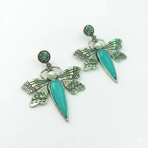 Silver_And_Blue_Premium_Alloy_Earrings_For_Women