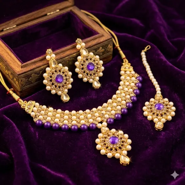 Purple_Premium_Alloy_Necklace_Sets_For_Women