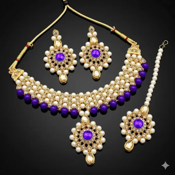 Purple_Premium_Alloy_Necklace_Sets_For_Women