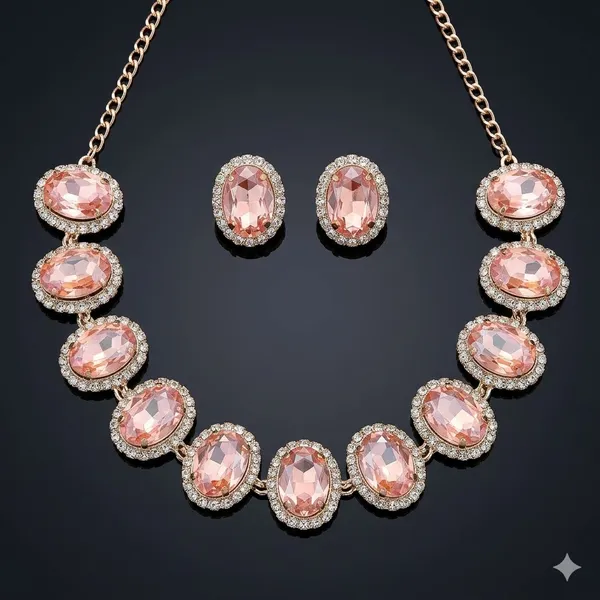 Pink_Premium_Alloy_Necklace_Sets_For_Women