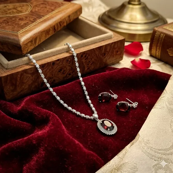 Maroon_Premium_Alloy_Pendant_Sets_For_Women