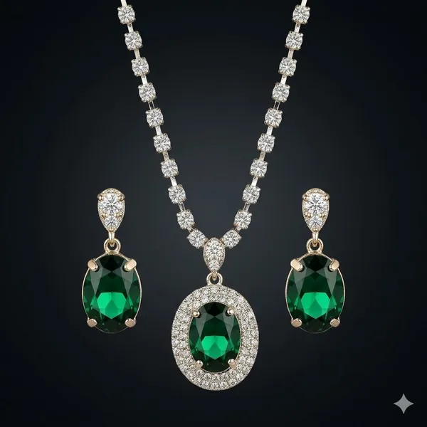 Green_Premium_Alloy_Necklace_Sets_For_Women