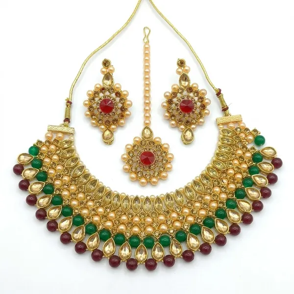 Maroon_Green_Premium_Alloy_Necklace_Sets_For_Women