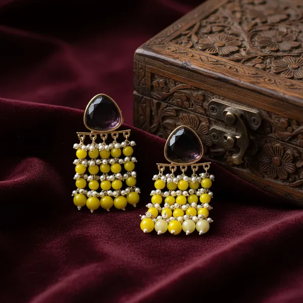 Yellow_Premium_Alloy_Earrings_For_Women