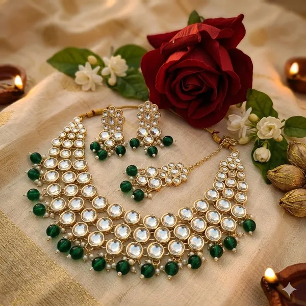 Green_Premium_Alloy_Necklace_Sets_For_Women