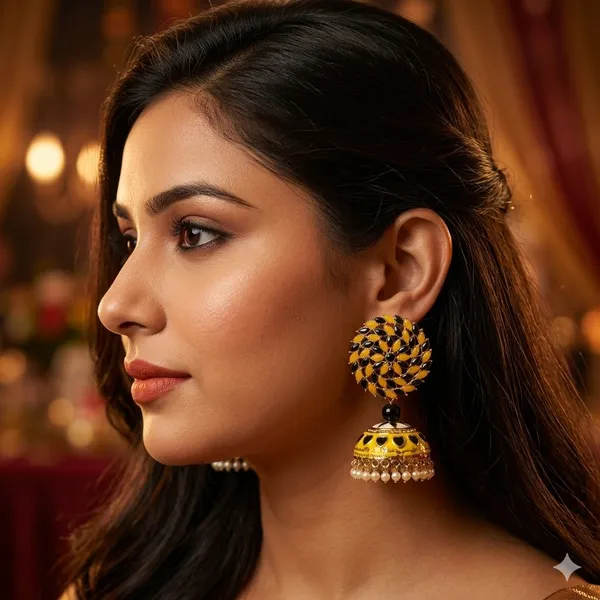 Yellow_Black_Premium_Alloy_Earrings_For_Women