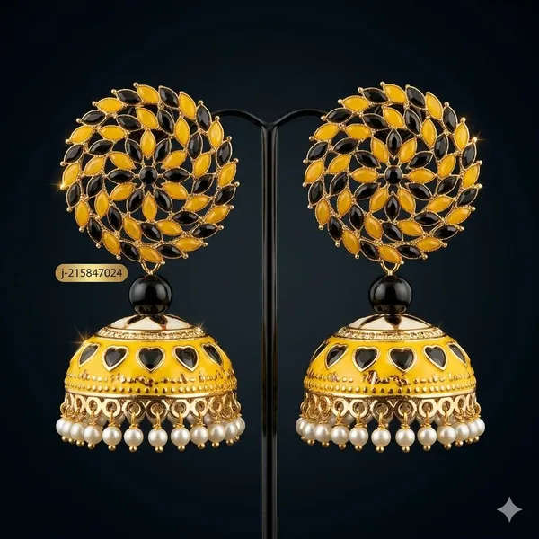 Yellow_Black_Premium_Alloy_Earrings_For_Women