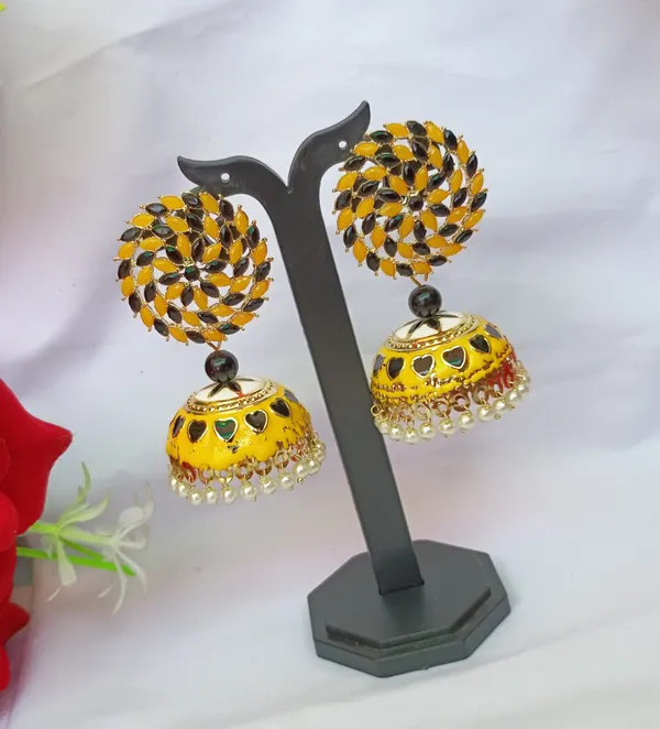 Yellow_Black_Premium_Alloy_Earrings_For_Women