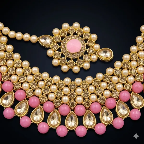 Pink_Premium_Alloy_Necklace_Sets_For_Women