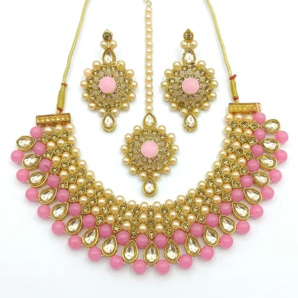 Pink_Premium_Alloy_Necklace_Sets_For_Women