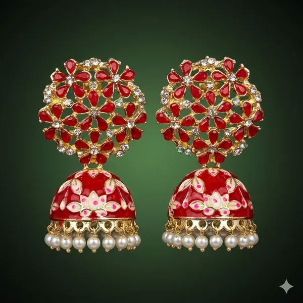 Red_Premium_Alloy_Earrings_For_Women