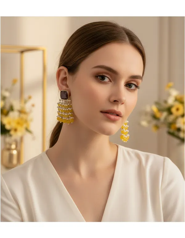 Yellow_Premium_Alloy_Earrings_For_Women