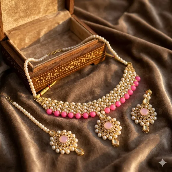 Pink_Premium_Alloy_Necklace_Sets_For_Women
