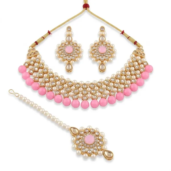 Pink_Premium_Alloy_Necklace_Sets_For_Women